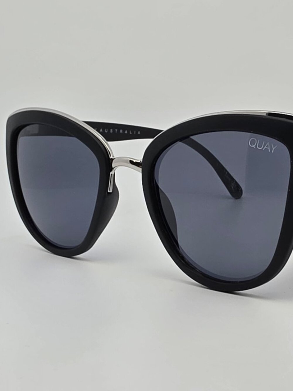 Quay Australia My Girl Matte Black Rubber Frame Smoke Lens Cat Eye Sunglasses